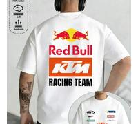 Shein Camiseta de hombre R-e-d Bull Racing, camiseta estampada a doble cara del equipo R-e-d Bull K-T-M Racing, camiseta de manga corta de alta calidad 100%