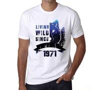 Shein Camiseta de hombre Une Vie Sauvage desde 1971 - Living Wild Since 1971 - 53 años Camiseta gráfica Idea de regalo 53.º cumpleaños Año vintage 1971 Nuev