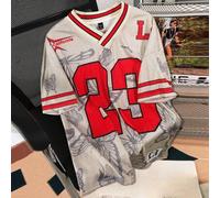 Shein Camiseta de jersey de calle blanca de verano para hombres con gráfico de ciudad, camiseta de malla de baloncesto oversize con estampado 23 Chicago, es