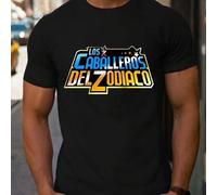 Shein Camiseta de jugador de los Caballeros del Zodiaco para hombre, diseño de Saint Seiya, para San Valentín, 1 pieza, 220 g/m², cuello redondo, informal,