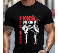 Shein Camiseta de kickboxing para hombre, No Guts No Glory Fitness Gym, cuello redondo, 220 g/m², para verano, de puro algodón, manga corta (1 unidad)