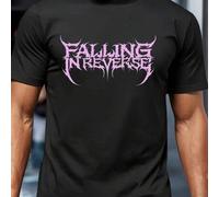 Shein Camiseta de la banda Falling In Reverse: Camiseta de hombre, cuello redondo, 220 g/m², para verano, de puro algodón, manga corta (1 pieza)