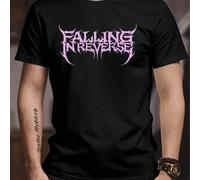 Shein Camiseta de la banda Falling In Reverse, cuello redondo para hombre, 220 g/m², verano, algodón puro, manga corta (1 pieza)