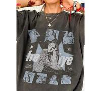 Shein Camiseta de la gira de Zombies de los Descendientes de F-Reya S | Camiseta de festival de música de verano, cuello redondo casual, tela ligeramente el