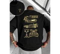 Shein Camiseta de la máquina del tiempo DeLorean de Regreso al Futuro, 100% algodón, corte holgado, cómoda, estilo urbano hip-hop, estampado llamativo, esta