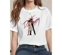 Shein Camiseta de la película Dirty Dancing, algodón de 220 g, informal, de verano, con cuello redondo y manga corta (1 unidad)