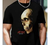 Shein Camiseta de la película Evil Dead 2 para hombre, algodón puro de 220 g/m², cuello redondo, manga corta de verano (1 unidad)
