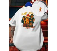 Shein Camiseta de la película Home Alone con estampado gráfico, transpirable, de doble cara, cómoda, holgada, moderna, para uso diario, primavera y oto?o.