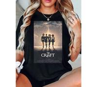 Shein Camiseta de la película The Craft, algodón de 220 g, informal, de verano, con cuello redondo y manga corta (1 unidad)