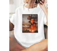 Shein Camiseta de la película "The Outsiders", algodón de 220 g, informal, de verano, con cuello redondo y manga corta (1 unidad)