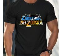 Shein Camiseta de los Caballeros del Zodiaco Saint Seiya, camiseta para hombre con cuello redondo, 220 g/m², para verano, hecha de algodón puro, mangas cort