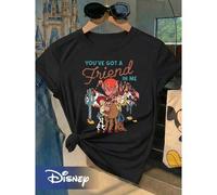 Shein Camiseta de los personajes de Toy Story de Disney, Woody y Buzz Lightyear, con estampado "TIENES UN AMIGO EN MÍ". Camiseta clásica con temática de ami