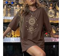 Shein Camiseta de manga caída con estampado de eslogan y sol: "DEJA QUE EL SOL CALIENTE TU ALMA, DEJA QUE LA LUNA CALME TU MENTE" Camisetas gráficas para mu