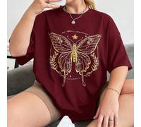 Shein Camiseta de manga caída con estampado de mariposa, talla grande, de verano