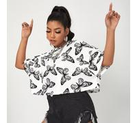 Shein Camiseta de manga caída con estampado de mariposas de talla grande, para el verano