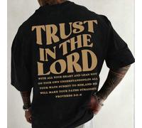 Shein Camiseta de manga corta casual, versátil y sencilla con gráfico inspiracional y de fe para hombres