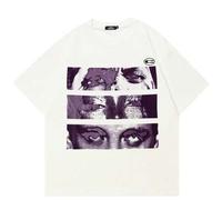 Shein Camiseta de manga corta casual y holgada con cuello redondo y estampado de ojos para hombre