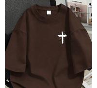 Shein Camiseta de manga corta con cuello redondo con el patrón del versículo bíblico del Salmo 91 para mujeres de talla grande, amiga, Día de San Valentín,