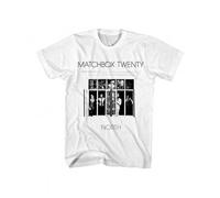 Shein Camiseta de manga corta con cuello redondo y estampado de álbum Matchbox Twenty North, cómoda y transpirable, estilo deportivo informal, 100 % algodón