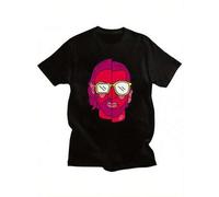 Shein Camiseta de manga corta con cuello redondo y estampado de álbum PNL de Le Monde Chico, cómoda, transpirable, estilo deportivo y de ocio, para hombre,