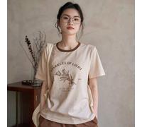 Shein Camiseta de manga corta con estampado de flores "CHISPAS DE LUZ 2003 A LA LUZ DEL SOL", Tiempo de ocio, Camisetas gráficas