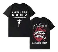 Shein Camiseta de manga corta con estampado de moda del cantante Alejandro Sanz 2026, estilo unisex hip hop punk casual Y2K, regalo para fans de algodón