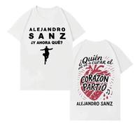 Shein Camiseta de manga corta con estampado de moda del cantante Alejandro Sanz 2026, estilo unisex hip hop punk casual Y2K, regalo para fans de algodón