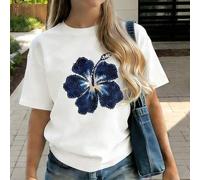 Shein Camiseta de manga corta con estampado floral para niñas preadolescentes, ropa casual para estudiantes y jóvenes, top de verano para niñas listas para