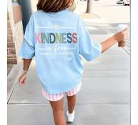 Shein Camiseta de manga corta con estampado para niña preadolescente, ropa casual para estudiantes jóvenes, top de verano para niñas listas para jugar