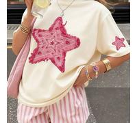 Shein Camiseta de manga corta con estampado para niñas preadolescentes, ropa casual para estudiantes y jóvenes, top de verano para niñas listas para jugar