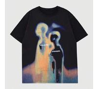 Shein Camiseta de manga corta con estampado retro de silueta urbana y de imagen térmica, para verano