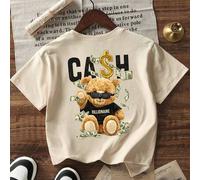 Shein Camiseta de manga corta con gráfico de oso rico, estilo callejero fresco para bebé niño