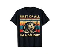 Shein Camiseta de manga corta de algodón "Ante todo, soy un deleite" con opossum sarcástico y enojado para hombres y mujeres