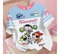 Shein Camiseta de manga corta de cuello redondo con bloque de color con estampado de flor, burbujas y ranúnculo para mujer, de verano