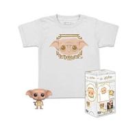 Shein Camiseta de manga corta de cuello redondo con impresión de Dobby de Harry Potter y figura de juguete en bolsillo Pop