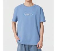 Shein Camiseta de manga corta de cuello redondo para hombre NB 2025 verano nueva, casual, deportiva, simple, cómoda y transpirable NEF29221LBL