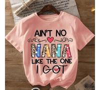 Shein Camiseta de manga corta de estilo casual para primavera y verano para niñas con eslogan "NO HAY ABUELA COMO LA QUE TENGO YO" y estampado de corazón ca