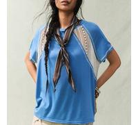 Shein Camiseta de manga corta de mujer con cuello redondo, calada y versátil para uso diario