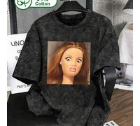 Shein Camiseta de manga corta de verano con estampado vintage de chica rubia de estilo anime y dibujos animados, para mujer