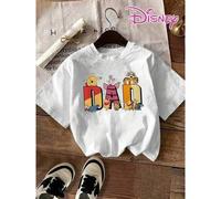 Shein Camiseta de manga corta de verano para mujer de la serie de Winnie the Pooh de Disney, con letras "Papá", motivo de olla de miel y abeja, estilo casua