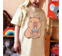 Shein Camiseta de manga corta estampada, ropa de estudiante para niñas jóvenes, top de verano preparado para niñas listas para jugar