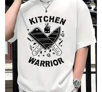 Shein Camiseta de manga corta "Knives of the Kitchen Warrior Chef's Knife", cuello redondo, para hombre, 220 g/m², verano, algodón puro (1 unidad)