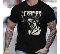Shein Camiseta de manga corta para hombre con estampado de la banda The Cramps, camiseta de cuello redondo para hombre, 220 g/m², para verano, fabricada en
