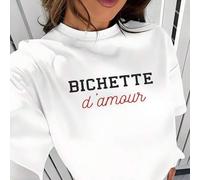 Shein Camiseta de manga corta para mujer, primavera/verano 2025, estampado BICHETTE d'amour, estilo casual, 100 % algodón, tejido transpirable, cómoda de ll