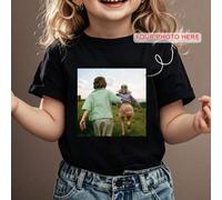 Shein Camiseta de manga corta para niña y niñas con impresión de foto personalizada, diseño personalizado, sube tus propios patrones, logos, imágenes, fotos