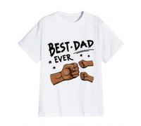 Shein Camiseta de manga corta y cuello redondo 100 % algodón con el lema "BEST DAD EVER" (El mejor papá de todos los tiempos). El regalo perfecto para papá