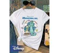 Shein Camiseta de manga corta y cuello redondo con Mike y James de Monsters Inc. de Disney