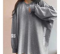 Shein Camiseta de manga larga con cuello redondo y eslogan impreso para mujer, adecuada para primavera "EL CHE ES UNA METÁFORA DE LO QUE QUIERES EN LA VIDA"
