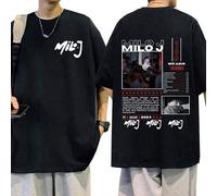 Shein Camiseta de Merchandising del Álbum Rapper Milo J 166 para Hombres y Mujeres Moda Hip Hop Algodón Camiseta Casual Oversized Manga Corta Streetwear