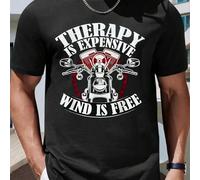 Shein Camiseta de motociclismo Wind Therapy, camiseta de cuello redondo para hombre, 220 g/m², para verano, de puro algodón, manga corta (1 pieza)
